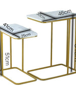 ELEGANT Sofa Side Golden Rectangular Nesting Tables - Modern Marble Top