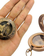 Brass Pocket Magnetic Sun Dial Map Type Compass - Bloomart
