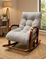 Wooden Bloomart Rocking Chair with Cushioned Seat | Modern Living Room Accent Chair Product Description: