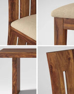 Elegant Teak Wood 6 Seater Dining Set with Bench (Finish Color - Honey)