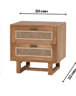Bloomart Arnitra Modern Rattan Spline Bedside Table with 2 Spacious Storage Drawers Rustic Nightstand for Bedroom