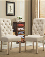Wooden Twist Button Tufted Parsons Teak Wood Dining Chair (Set of 2)