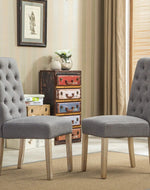 Wooden Twist Button Tufted Parsons Teak Wood Dining Chair (Set of 2)
