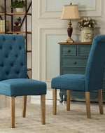 Wooden Twist Button Tufted Parsons Teak Wood Dining Chair (Set of 2)