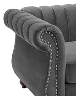 Designer Velvet Rolled Arm Chesterfield Sofa (3 Seater)