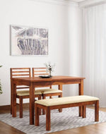 Teak Wood 4 Seater Dining Set  (Finish Color - Honey) - WoodenTwist