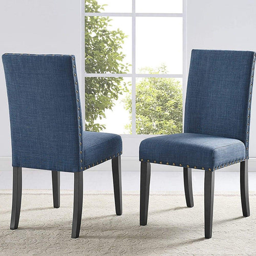 Premium Fabric Dining Chairs with Nailhead Trim (Set of 2) - WoodenTwist