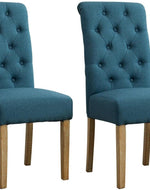 Wooden Twist Button Tufted Parsons Teak Wood Dining Chair (Set of 2)