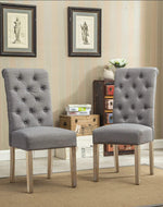 Wooden Twist Button Tufted Parsons Teak Wood Dining Chair (Set of 2)