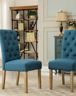 Wooden Twist Button Tufted Parsons Teak Wood Dining Chair (Set of 2)
