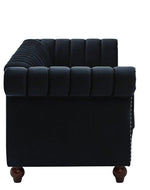 Designer Velvet Rolled Arm Chesterfield Sofa (3 Seater)