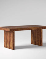 Elegant Teak Wood 6 Seater Dining Set with Bench (Finish Color - Honey)