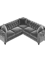 Chesterfield Luxurious Velvet Symmetrical Corner Sectional With Table And Cushions