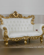 Handicraft Boutique French Baroque Style Golden Leaf Hand Carved Sofa (2 Seater) - Bloomart