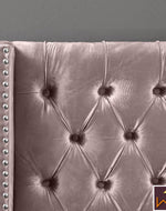 Upholstered Panel Bed Frame with Diamond Tufted and Nailhead Trim Wingback Headboard, Queen Size