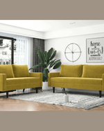 Bloomart Allay Designer Handmade Velvet Fabric Solid Wood Soft & Comfortable Sofa Set - Bloomart